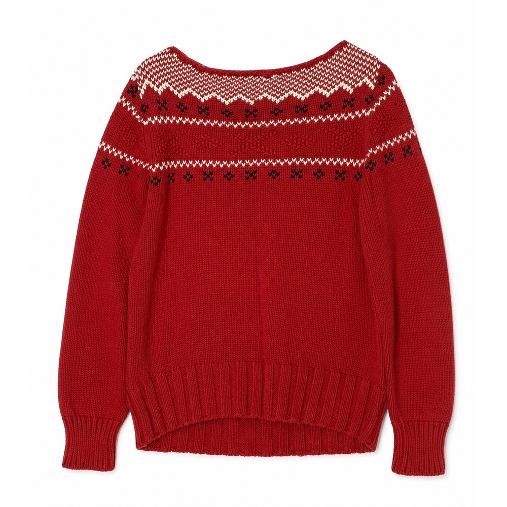 Polo Ralph Lauren Flag Sweater Red Fair Isle Knit USA Americana Preppy Women